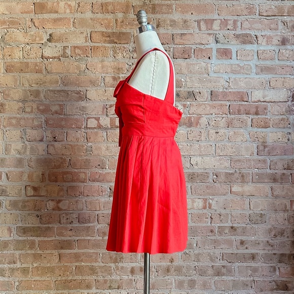 BNWT ASOS Tomato Red Linen Bow Dress - Picture 8 of 12